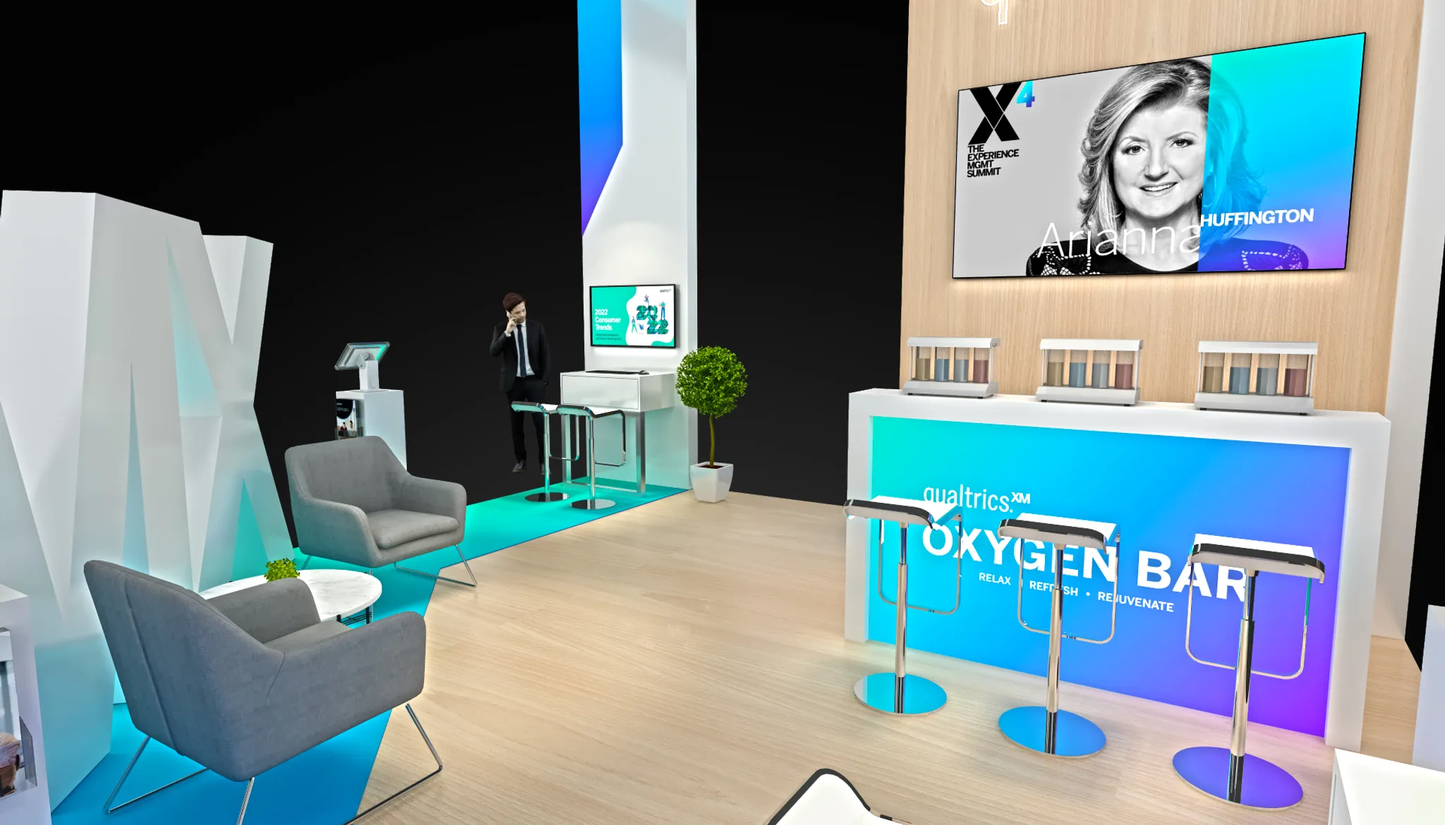 20x20 Island booth design by Reaction Space